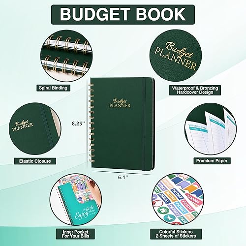 Miniatura 6 de Planificador de presupuesto, libro de presupuesto con organizador de facturas y rastreador de gastos, 6.1 x 8.25 pulgadas, planificador de finanzas