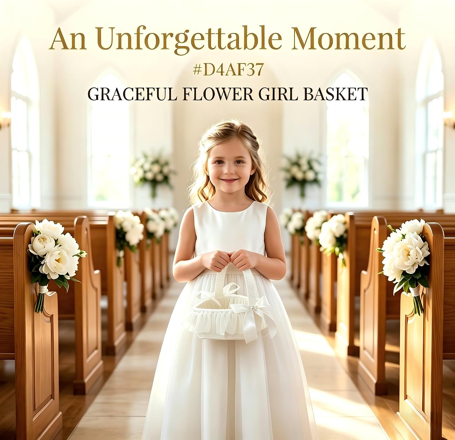 Wedding Ivory Heart Flower Girl Basket with Cute Pearl Handle Bowknot Satin Flower Baskets for Wedding Ceremony Flower Girl Basket