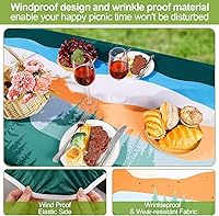 Vista 158 de Play Tailor - Mantel para mesa de pícnic con cubiertas para bancas, impermeable y a prueba de viento con bolsa de cordón, ajustable a mesas y bancas
