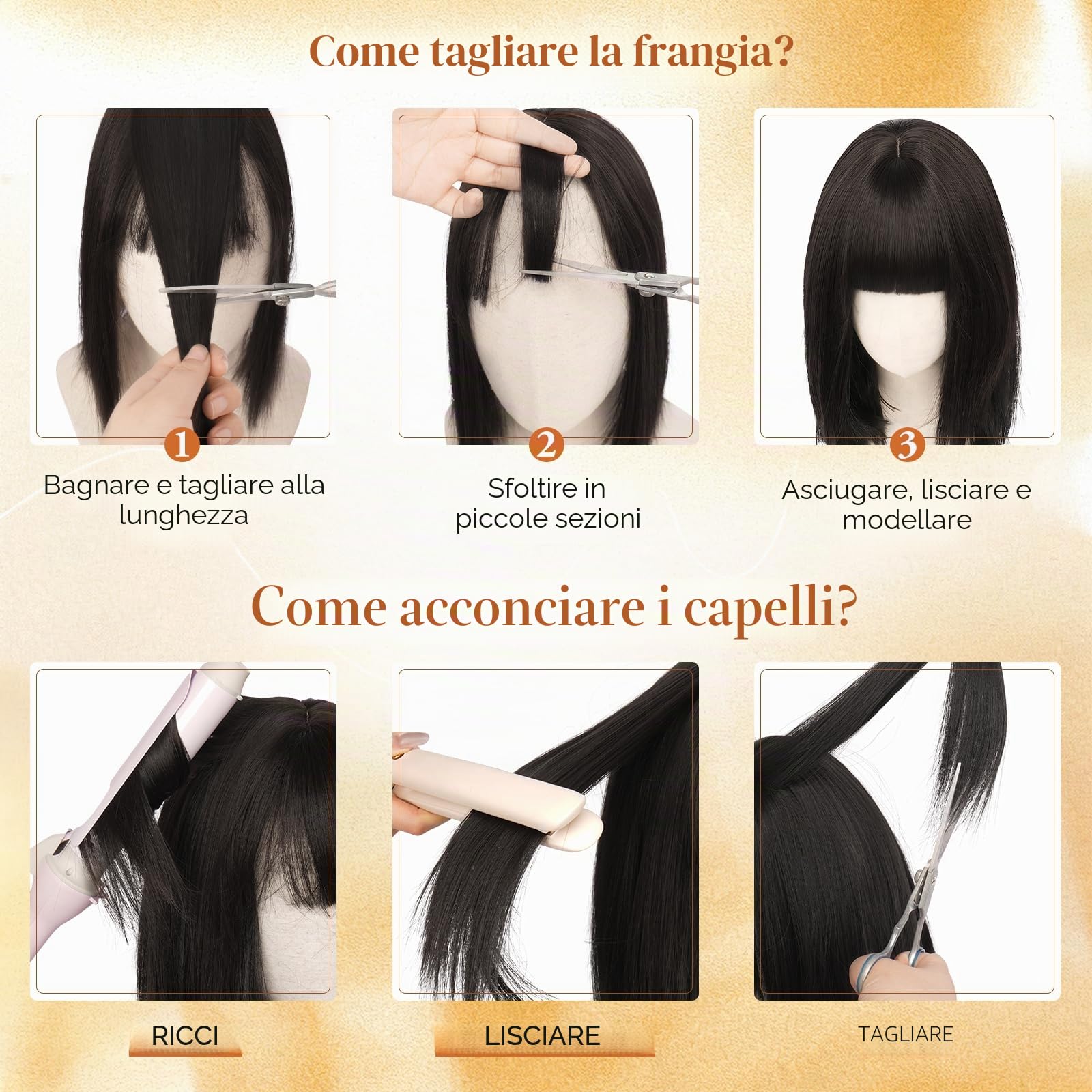 Sofeiyan Haar Toppers per le donne, 30 cm clip-on capelli con frangia, 62 g Toppers capelli sintetici Adatto per le persone calve,Nero Naturale