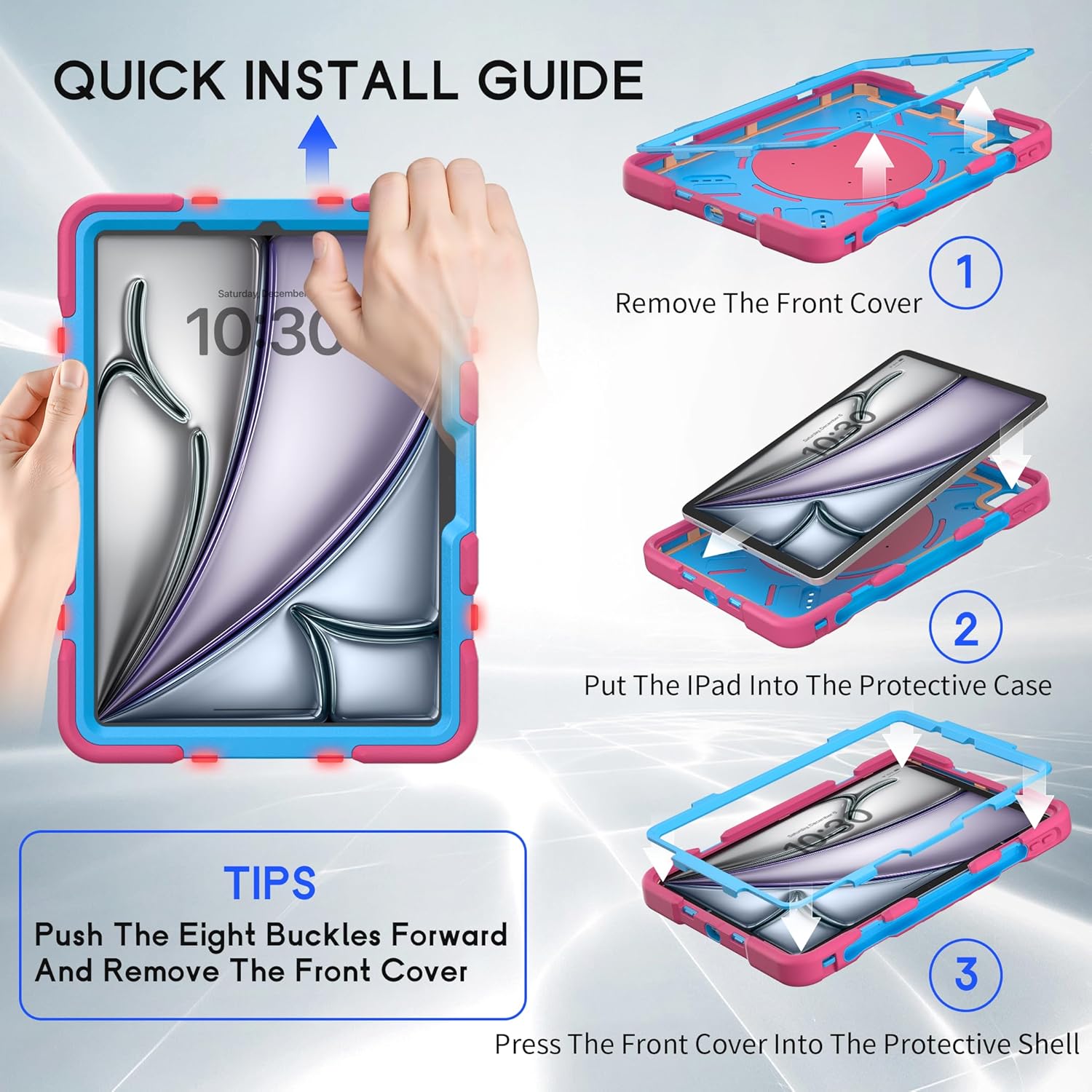 Pepkoo for iPad Air 11 Inch Case Models 2025 (M3) and 2024(M2), The Perfect Case for a Kid's iPad, Light and Anti-Fall Design of Tooling-Grade Material with Excellent Breathability.