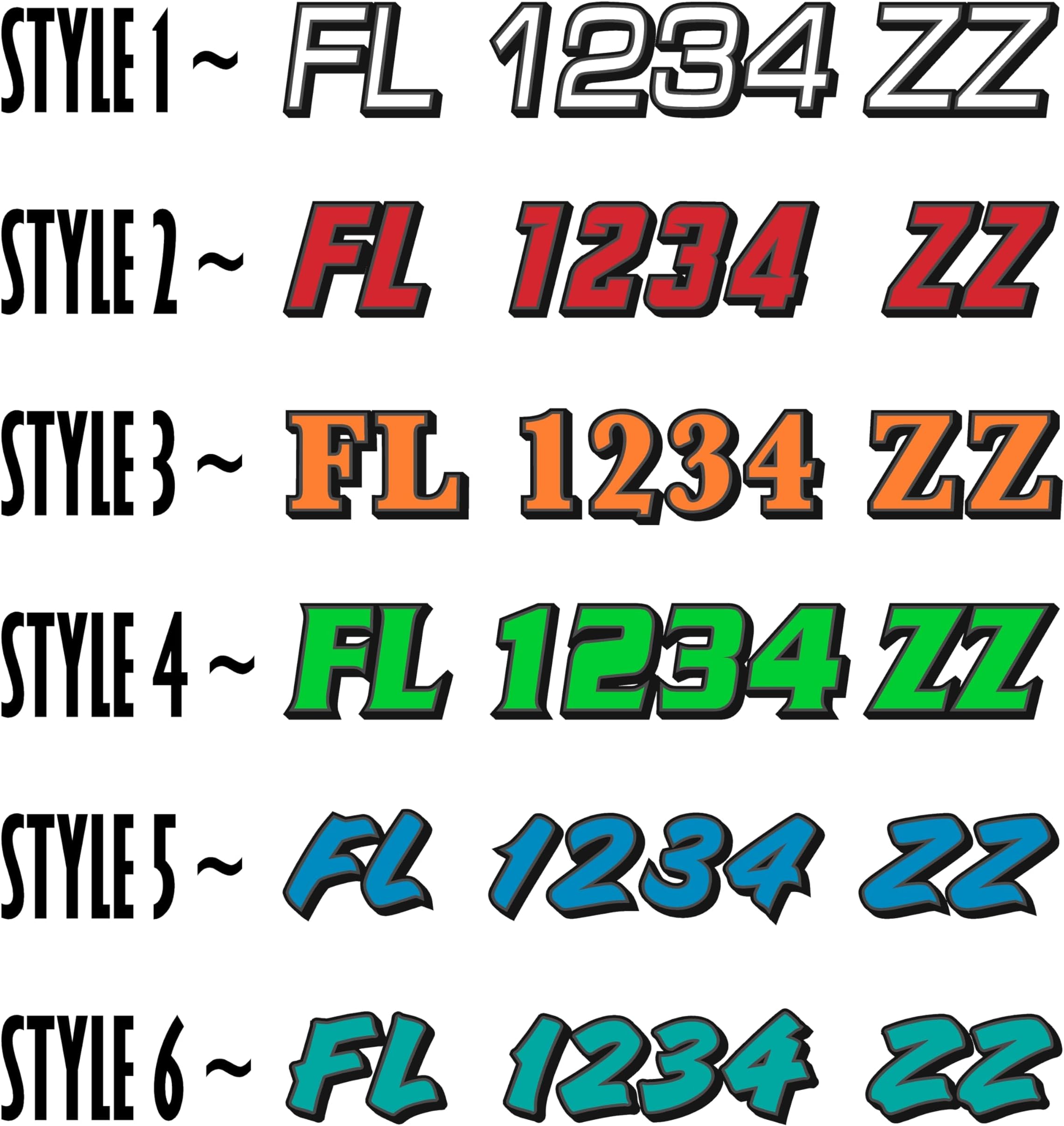 Boat Registration Numbers and Letters 2cl 2 Pack Custom 3" Boat and Jet Ski Toilet Stickers