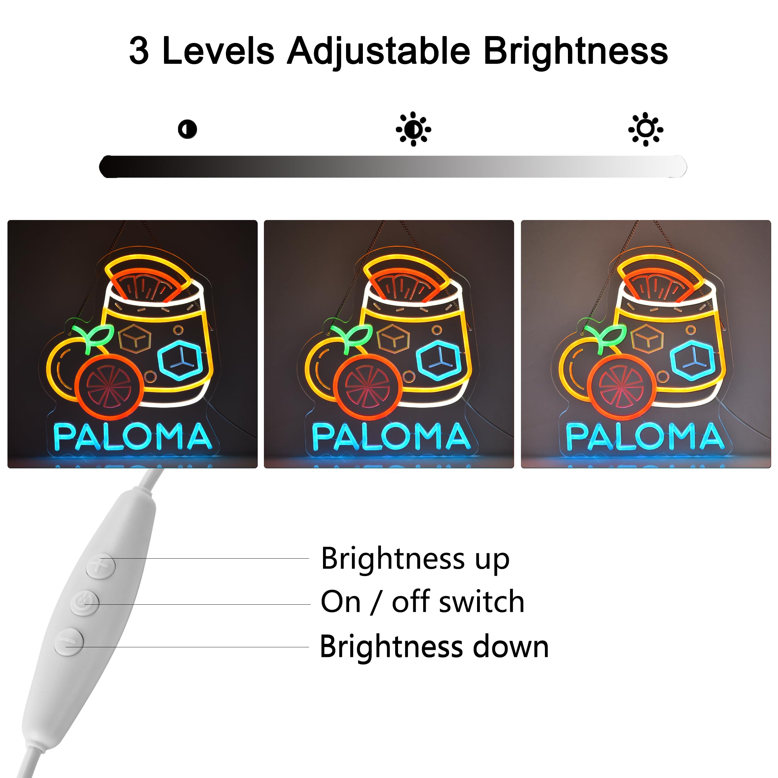 CNBEYOUNG Paloma - Insegna al neon, da appendere, decorazione artistica da parete per ristoranti messicani, negozi, cocktail, bar, cucina, feste, decorazione per la casa, con USB, super luminosa e