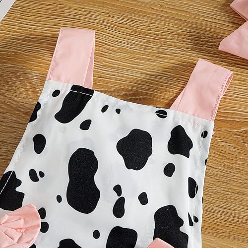 Vista 3 de IMEKIS Newborn Baby Girl Cow Romper Ruffle Outfit Headband Set 1st Birthday Cake Smash Photo Shoot