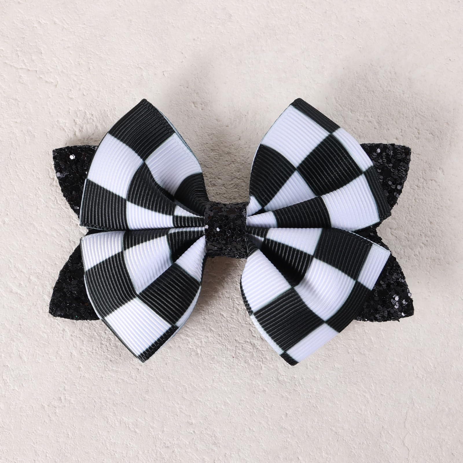 Amazon.com : Glitter Racing Checkered Flag Hair Bows Clips 4 