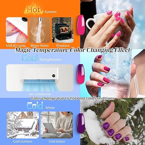 Vista 161 de YTD Likomey Brocade Glitter - Esmalte de uñas de gel que cambia de color, 0.5 onzas líquidas, color rosa intenso a violeta, brillo brillante, cambio