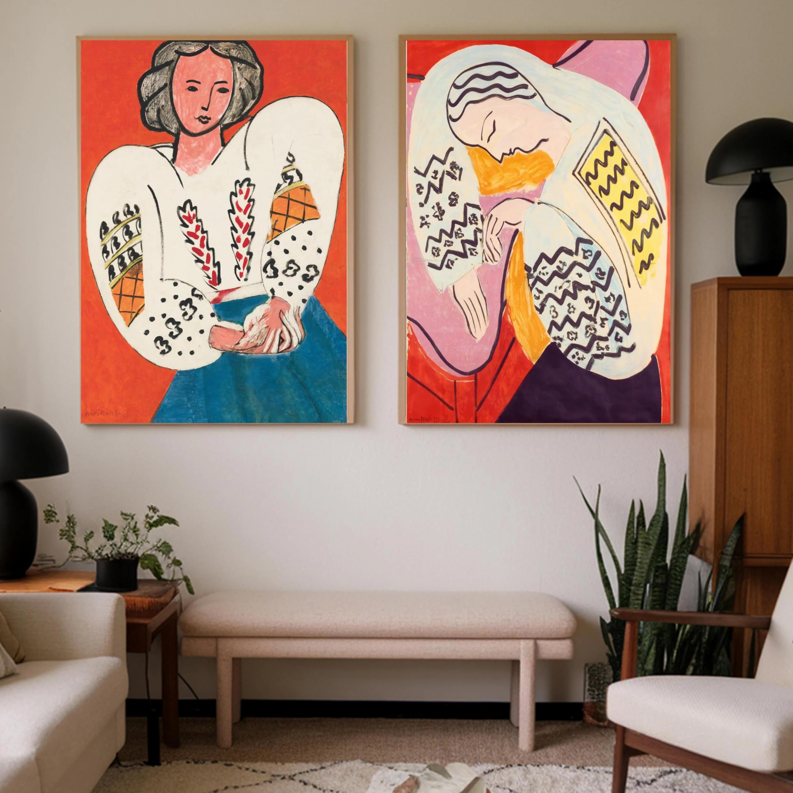 LTjiajuypd Canvas Painting Retro Abstract French Henri Matisse Female Portrait Art Posters Prints Wall Picture Living Room Home Decor(60x85cm-2Pcs)