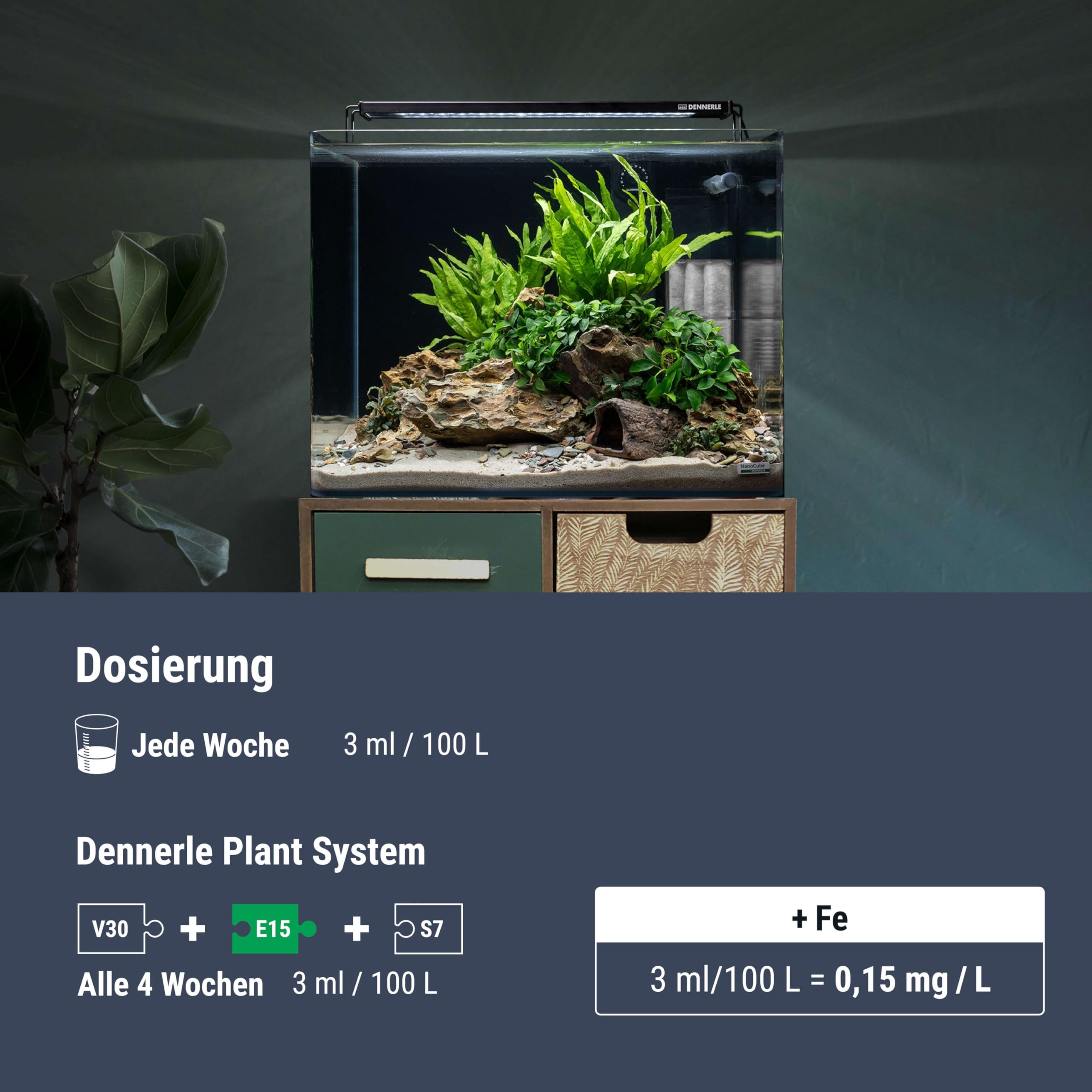 Dennerle Plant System E15, 250 ml - Flüssiger Eisendünger | Für Wasserpflanzen im Aquarium, gezielte Eisenversorgung, 250 ml