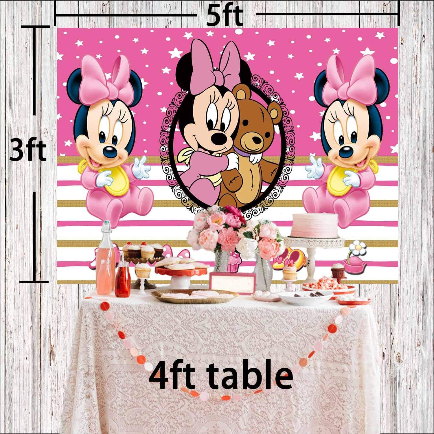 Amazon Com Fondo Minnie Baby Shower Fondo Minnie Mouse Cumpleanos 1ª Chica Banner De Fiesta Fotografia Juguetes Y Juegos
