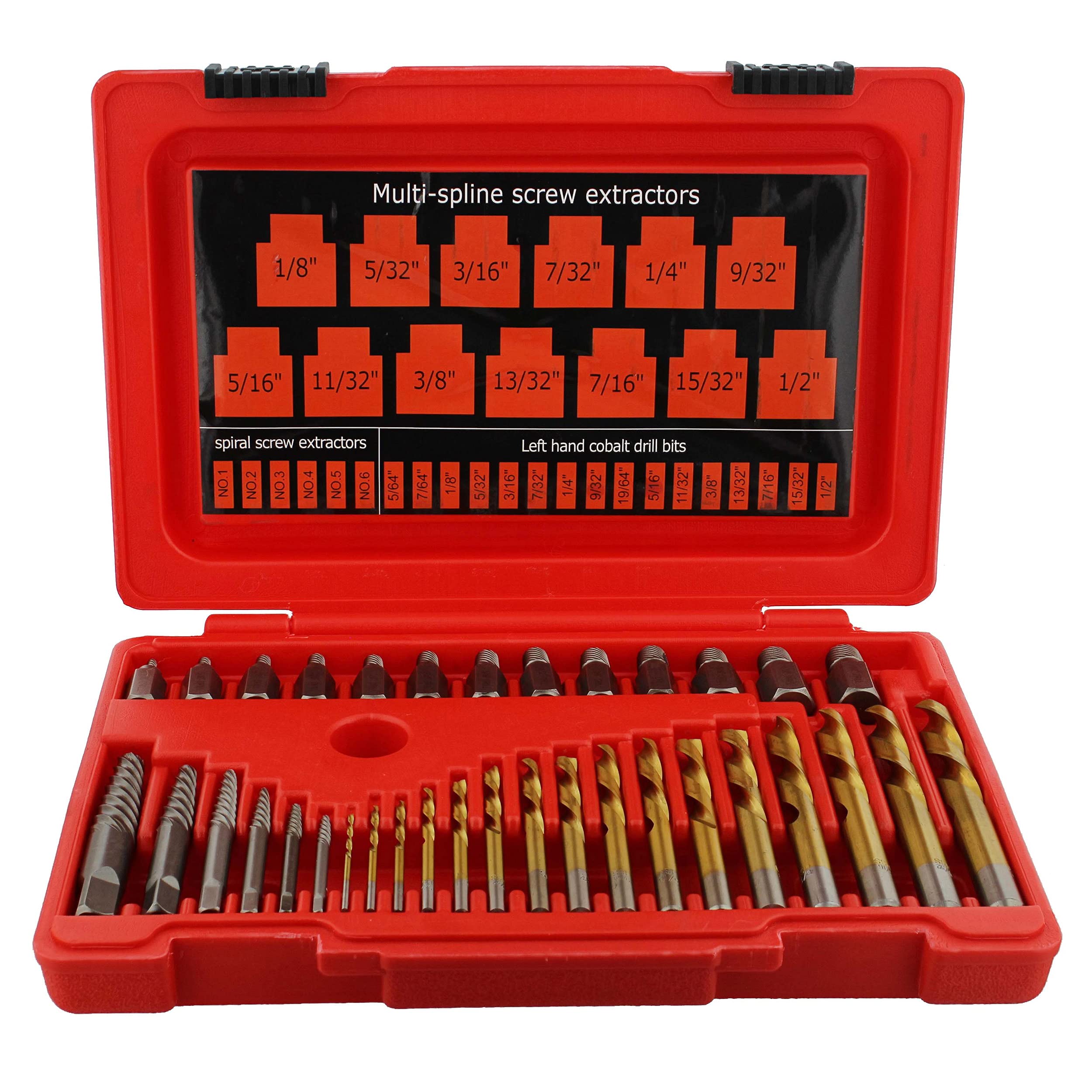 ABN Screw Extractor Set, 35pc Stripped Screw Remover, Damaged Bolt