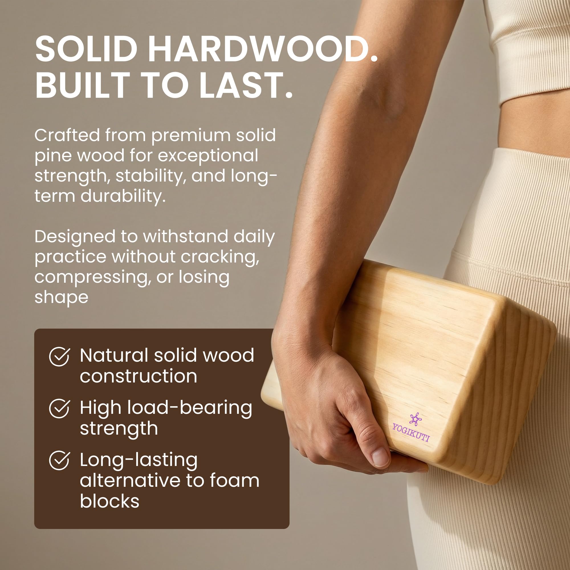 Yogikuti Solider Yoga-Block 2er-Set, Pune Massivholz-Yoga-Block, Yoga-Zubehör, Yoga-Requisite, Holz-Yoga-Block