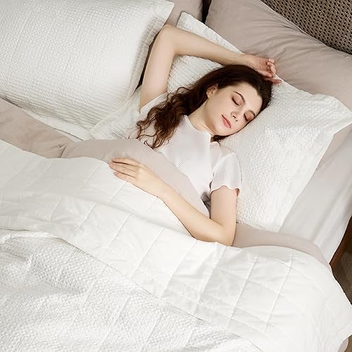 Miniatura 3 de Bedsure Juego de edredón de algodón, colcha tamaño King, edredón ligero de gofre, tamaño King, colcha blanca para todas las estaciones (incluye 1