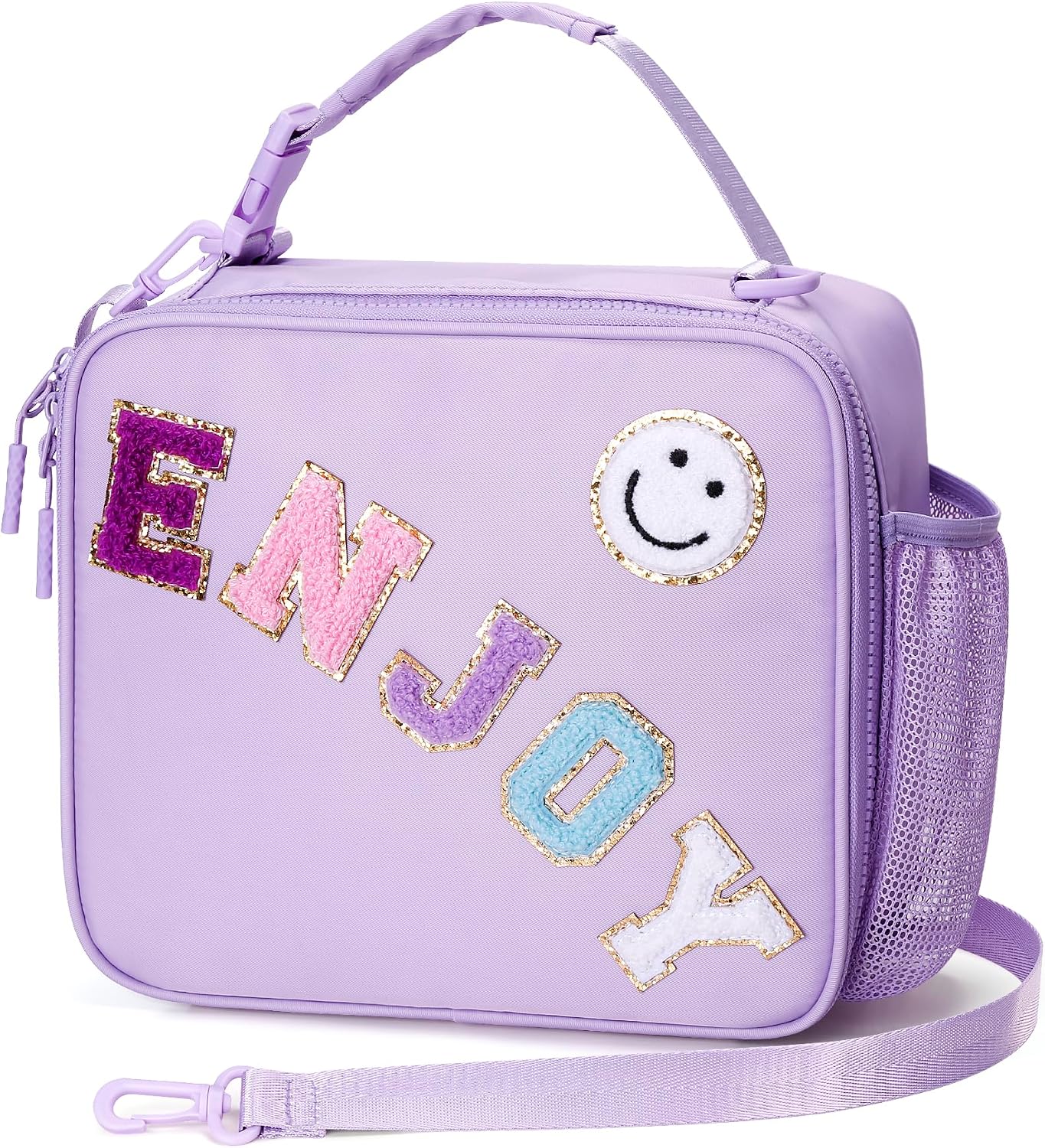 Kids Lunch Bag Insulated Lunch Box for Girls Reusable Leak-proof Cooler Bag with Adjustable Strap for School Daycare Travel Picnic, Purple