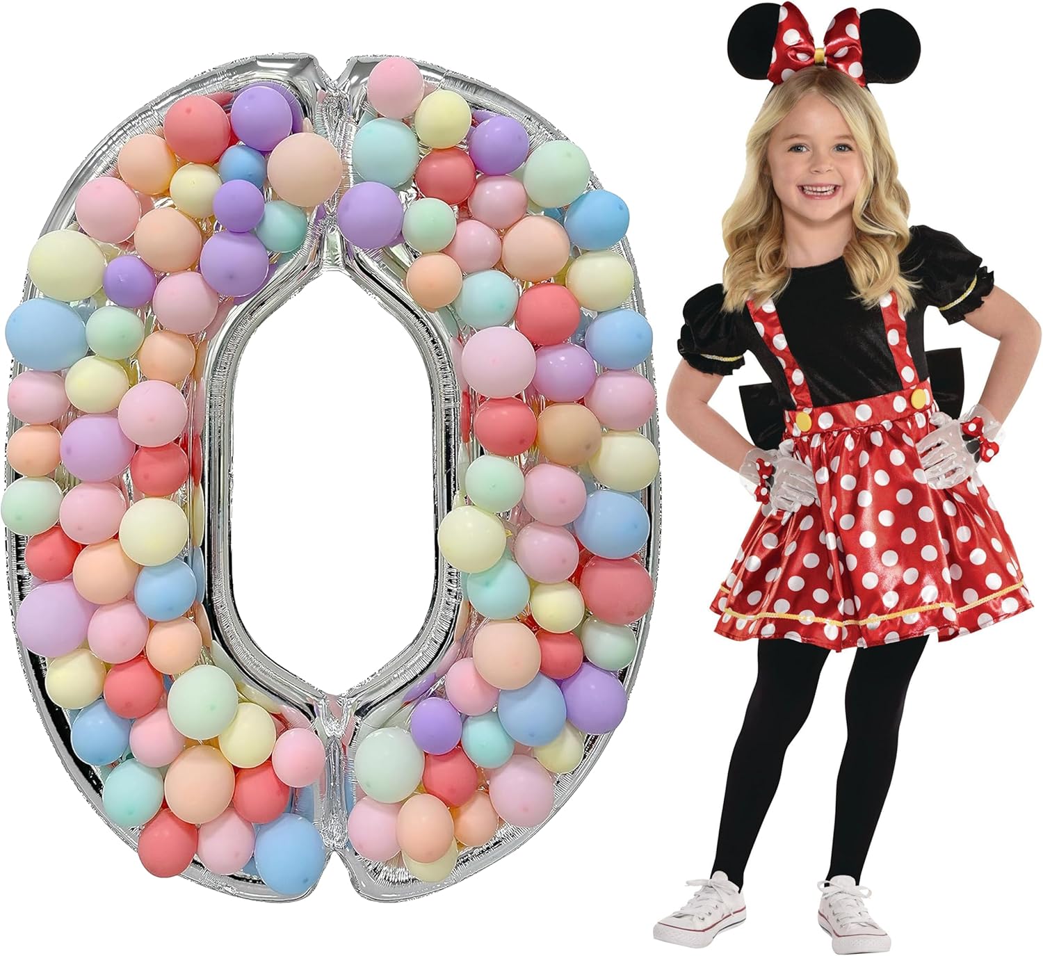 Skywin Large Numbers for Party Decor- 7, Big Numbers for Party Decorations 65 Inches (5.42 Feet) Mosaic Balloon Frame, Giant Number Eight Balloon Frame, Birthday Numbers(Silver)