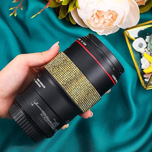 Miniatura 3 de 5 Rolls Self Adhesive Crystal Rhinestone Diamond Roll Ribbon Bling Gemstone Strips Sticker Rhinestone for Craft with 2 mm Rhinestone 4.5 Yards (Gold)