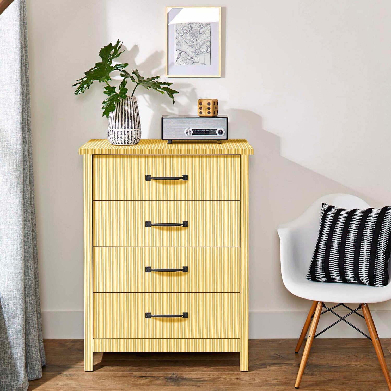 Peel and Stick Yellow White Stripes Shelf Paper Shelf Liner Drawer for Kitchen Cabinets Dresser Drawer Table Cupboard Walls Cabinet Liner