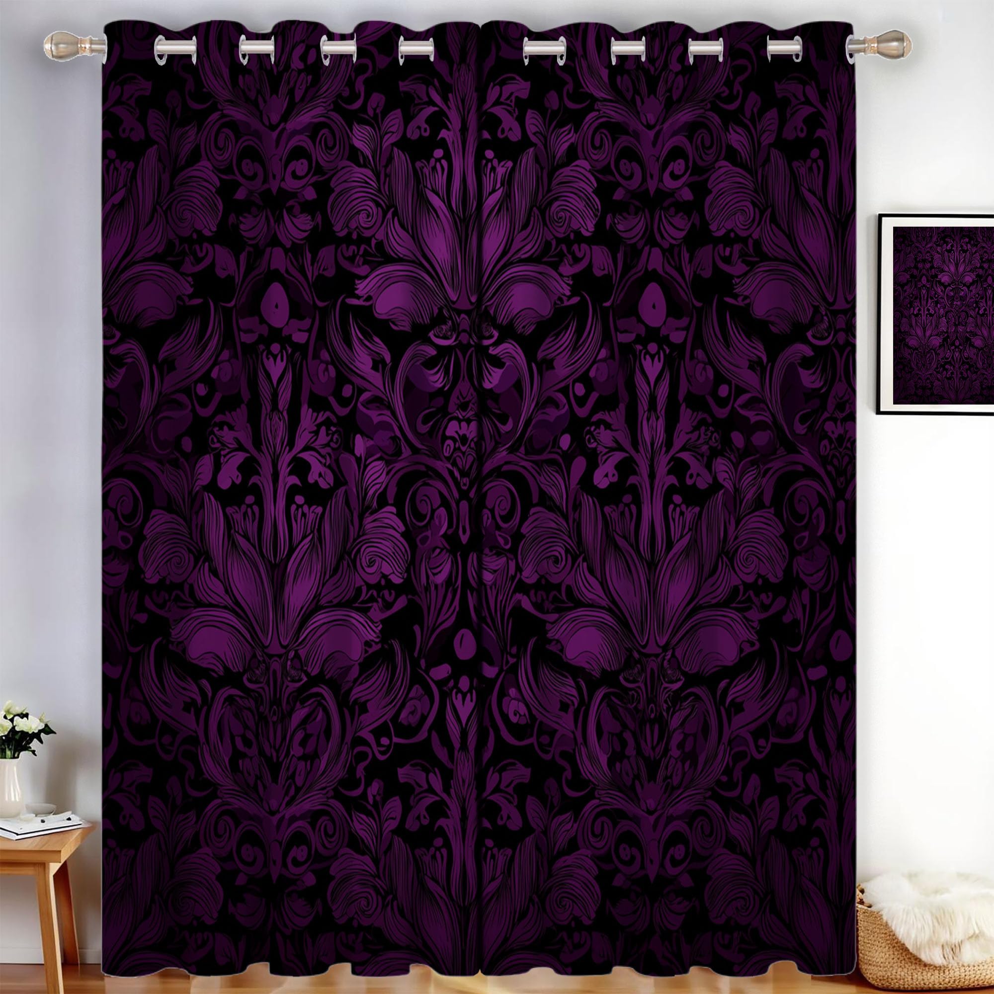 Rideaux acoustiques et isolant thermique imprimé acanthe 140x245 cm