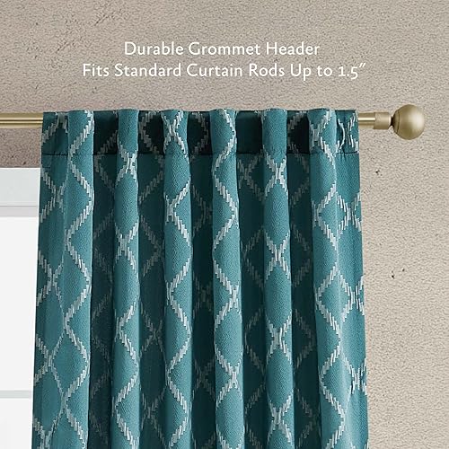 Miniatura 5 de Jessica Simpson Lynee - Cortinas opacas con textura de diamante  Juego de 2 paneles y 2 alzapaños  Cortinas de privacidad  Elegante cabecera de