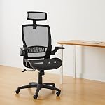 Amazon Basics Ergonomic High-Back Desk Chair, Comfortable Flip-Up Armrests, Contoured Mesh Seat, Swivel, Black, 64.77 cm D x 66.67 cm W x 125.09 cm H