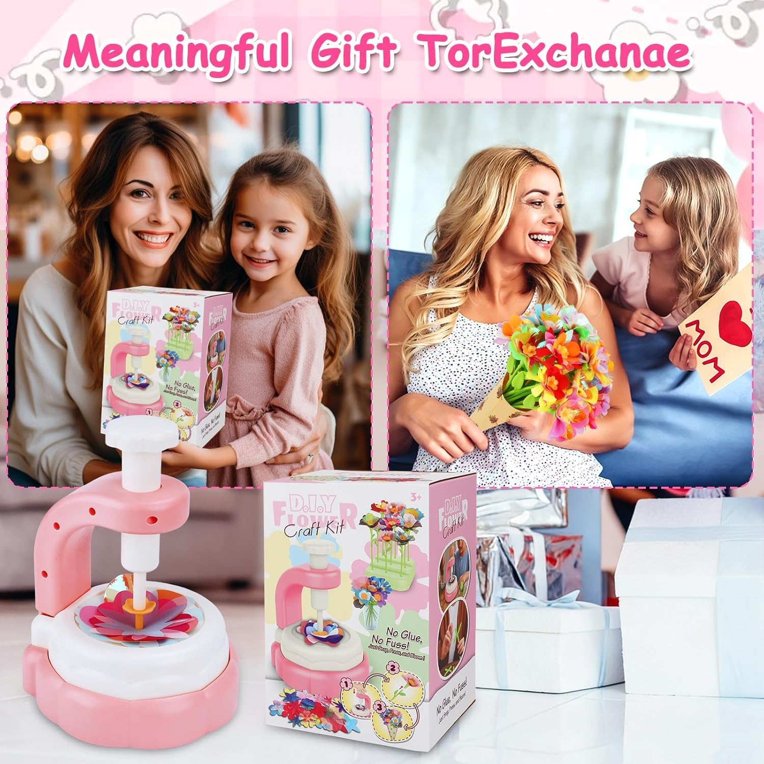 TOSUTO Kit Fabrication de Fleurs Tissu, Création Bouquet Fleurs, Jeux Educatif Enfant 3+ Ans - Rose