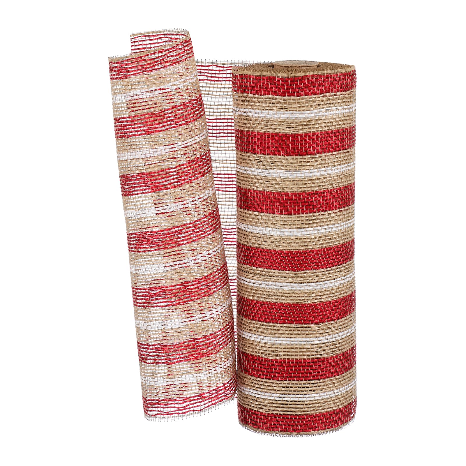 PATIKIL Decorative Mesh Ribbon, 10 Inch x 10 Yard Mesh Ribbon Roll Foil Metallic for Christmas Tree Wreath Decoration Red/White