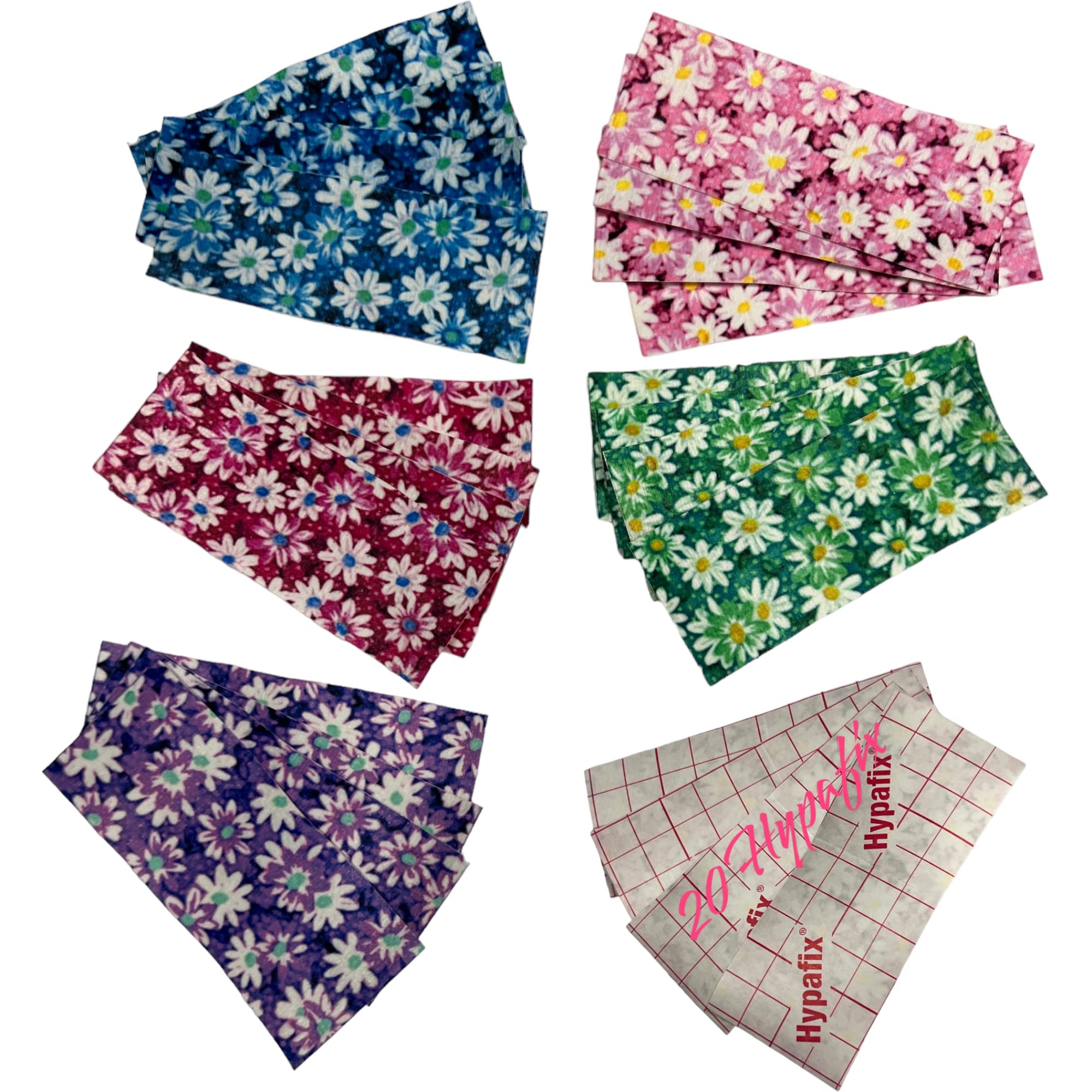 Nasogastric or Oxygen Tube precut Adhesive Tape X 20 pack Hypafix tapes (1.5 inch by 4 inch, flower)