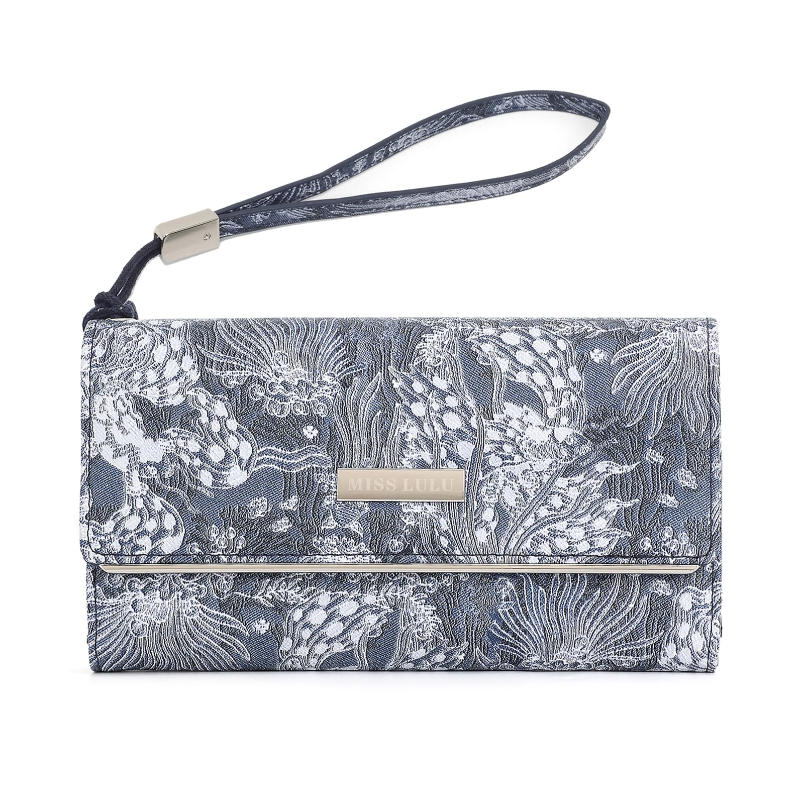 Miss Lulu Large Women's Wallet, Synthetic Leather Coin Purse with White Print Women's Purse