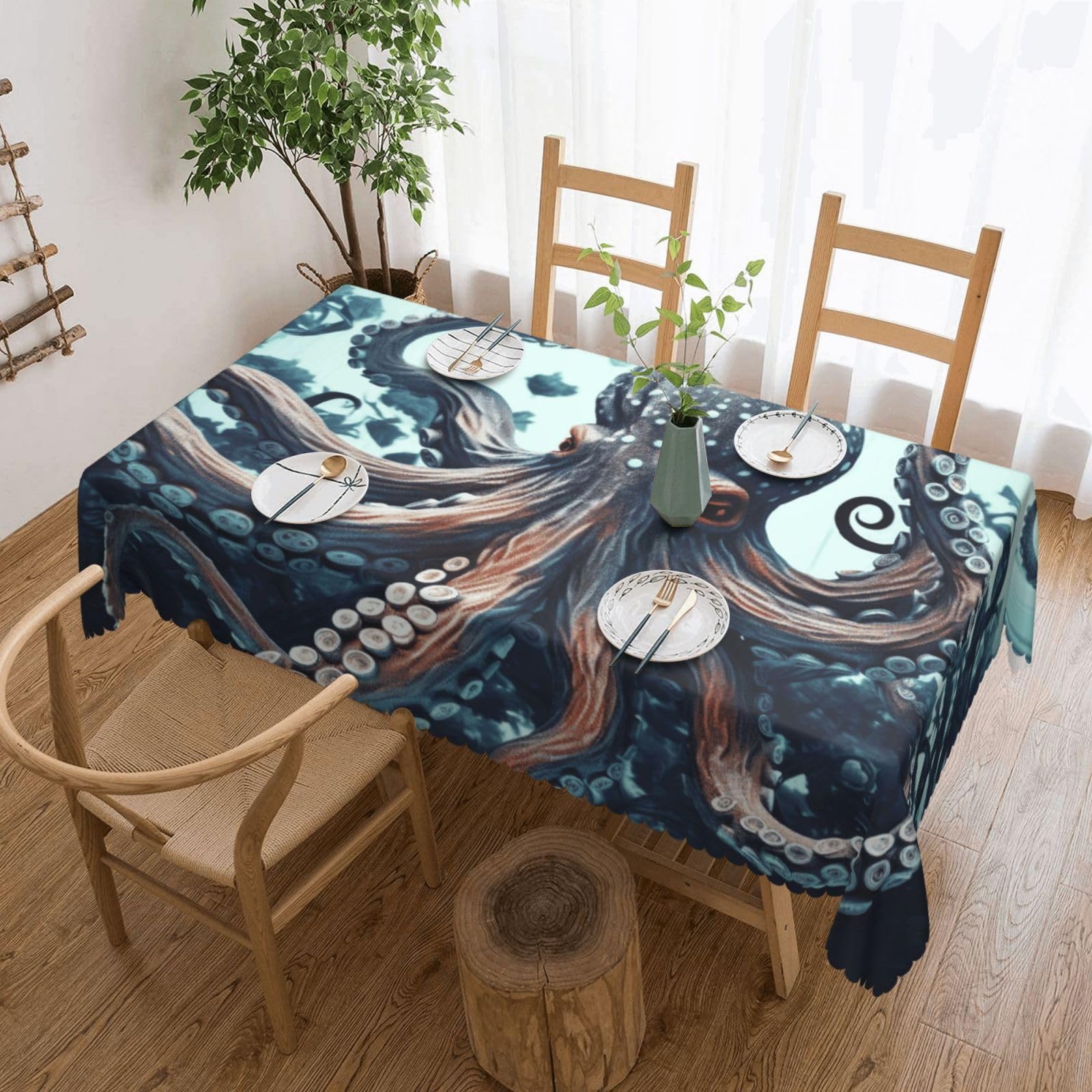 Nappe pieuvre cool déperlante rectangulaire 137x183 cm idéale pour repas et buffets de fête