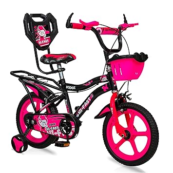HI-FAST Kidoz Fun and Easy-Ride 14 Inch Cycles for Kids Ages 2-5 Years with Training Wheels and 95% Assembled