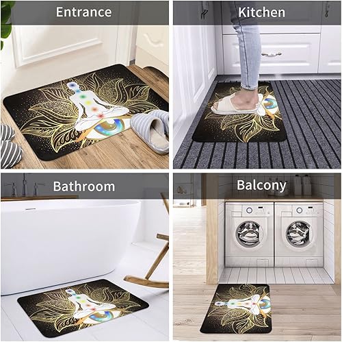 Miniatura 6 de Chakra Lotus Mandala - Tapete de baño antideslizante y suave de franela para decoración del hogar, baño, cocina, interior, 15.7 x 23.6 pulgadas