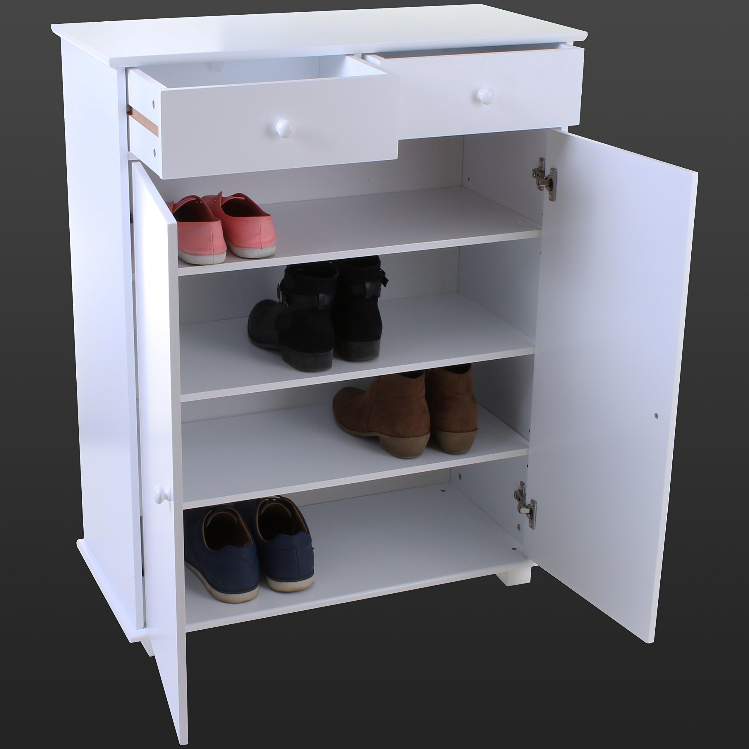 Marko Bathroom Shoe Cabinet 2 Drawer Cupboard Storage Unit Footwear Bathroom Organiser Bedroom