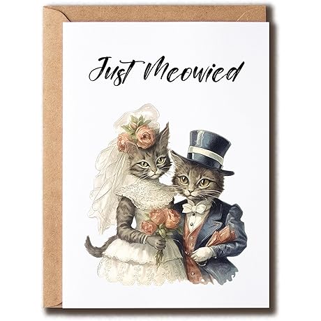 Just Meowied Card - Cat Wedding Card