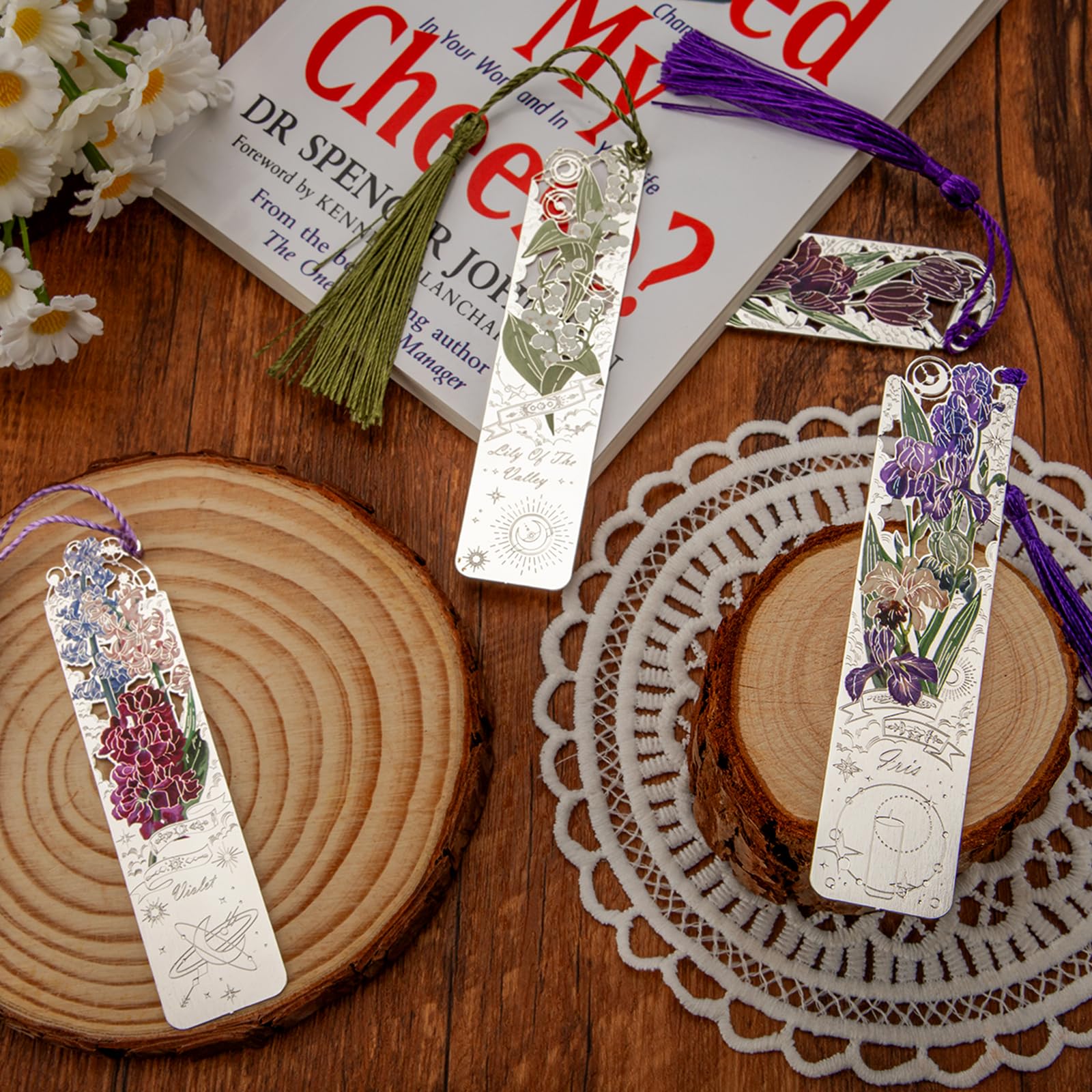 4 PCS Metal Bookmarks With Tassel, Iris, Violet, Tulip, Lily Of Valley Bookmark Pretty Bookmarks Women Very Beautiful Bookmark Metal Bookmarks Gifts Graduation 062 2 P 238712615