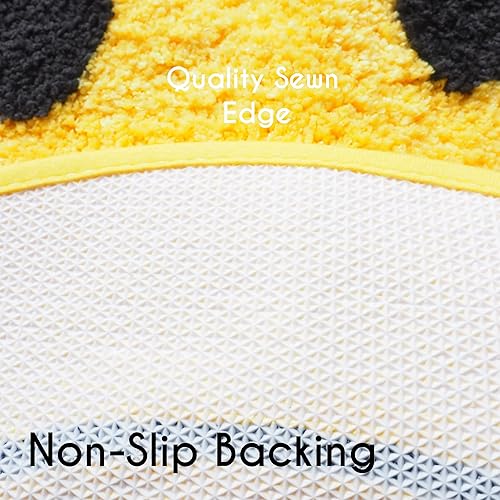 Miniatura 4 de Evovee Alfombra de baño amarilla divertida y bonita decoración de baño, alfombra de ducha retro funky dormitorio estético divertido redondo preppy