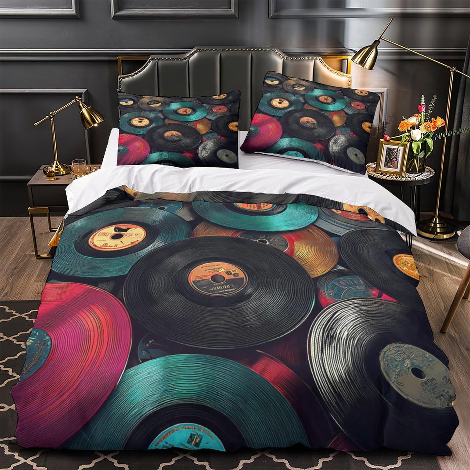 Housse de couette moto vintage parure de lit microfibre 3D