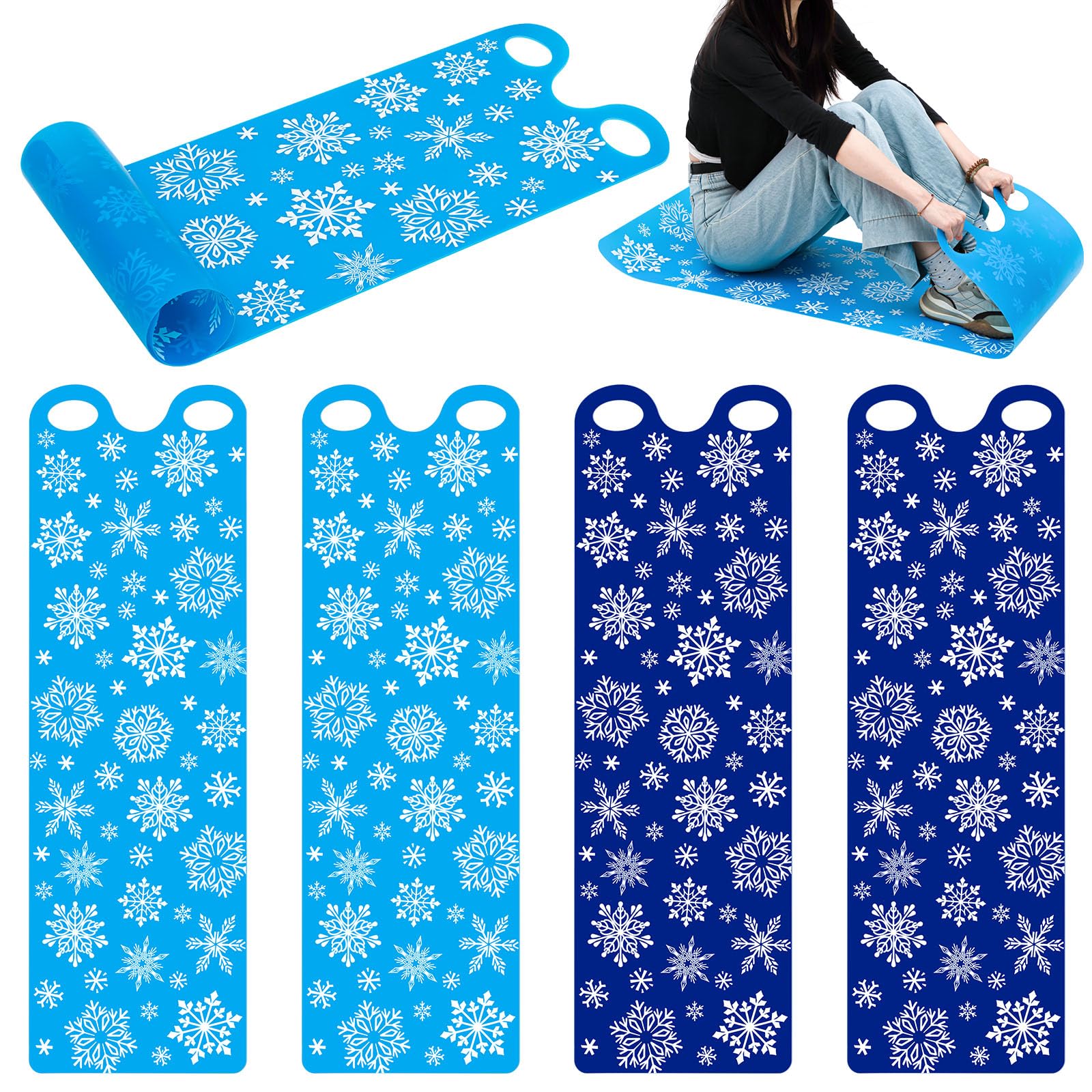 Leyndo 54" Large Snow Sled for Adults Snowflake Slider Mat Snow Sledding Equipment Snow Sled Flying Carpet Lightweight Roll up Snowboard Sled for Christmas Winter Ski Outdoor Game ( similar)