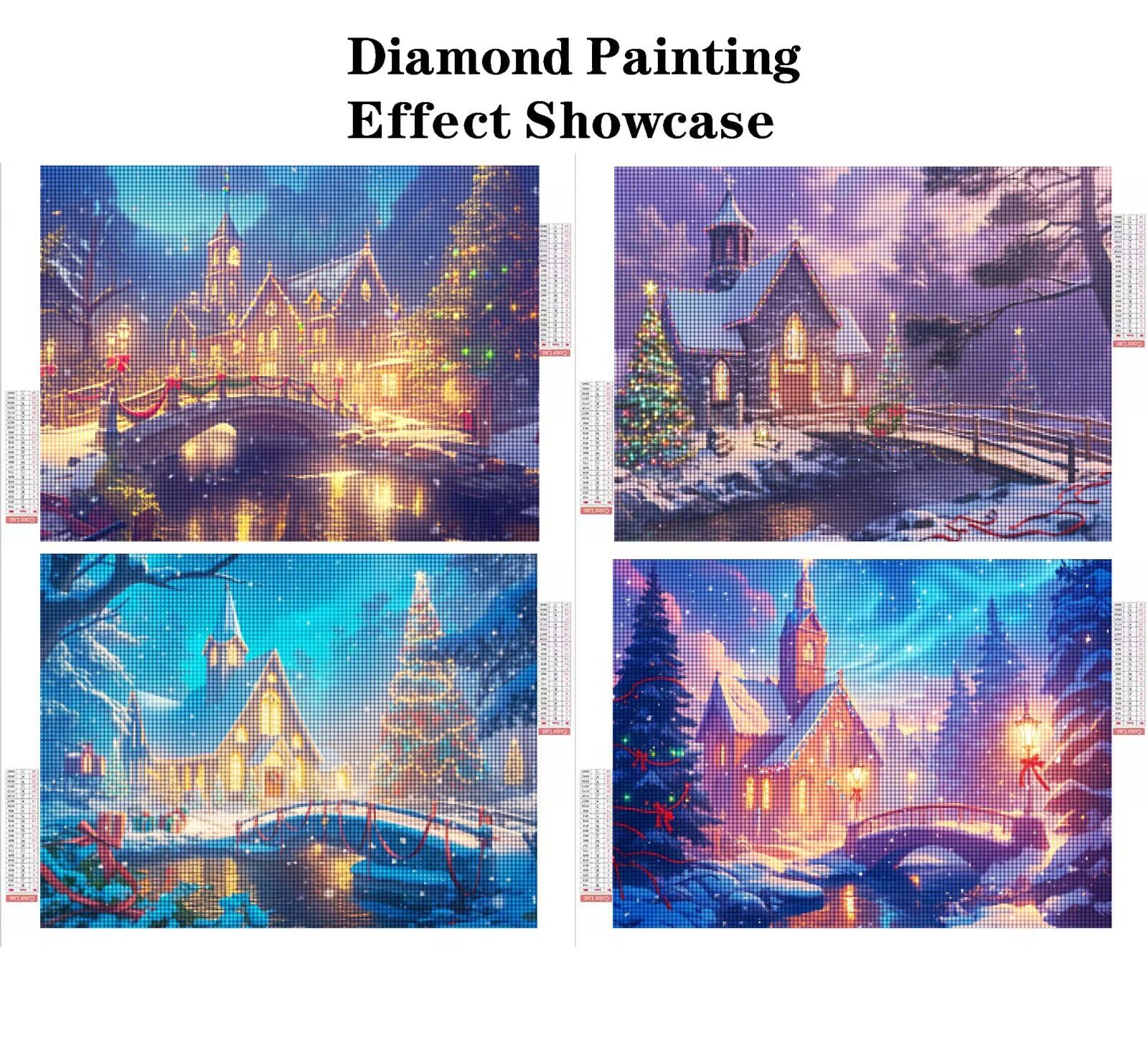 Malarstwo diamentowe Boże Narodzenie 80 x 60 cm kwadratowy obraz diamentowy 4 sztuki 2026 nowy DIY 5D zestaw do malowania diamentami z akcesoriami, prezenty świąteczne, dekoracje świąteczne i nowy rok
