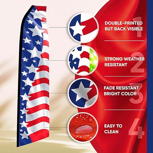 Miniatura 3 de Cartel de plumas patrióticas, 12 x 2.5 pies, azul y rojo, duradero, adecuado para el viento, resistente a la decoloración, uso versátil, 100%