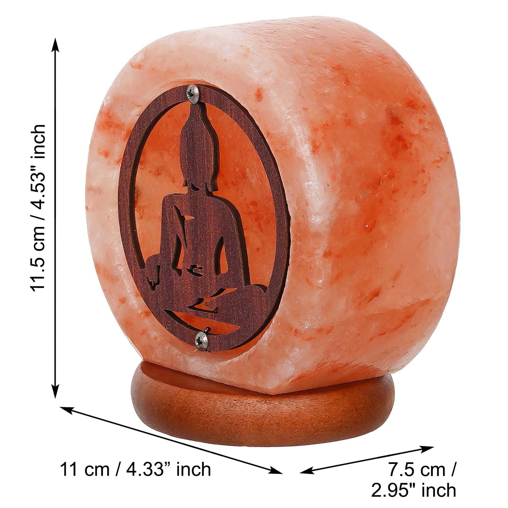 eCraftIndia Meditating Lord Buddha Decorative Himalayan Salt Lamp with Wooden Base - Lamp for Home Decoration - Gift for Diwali Buddha Purnima Christmas Birthday Housewarming New Year 2