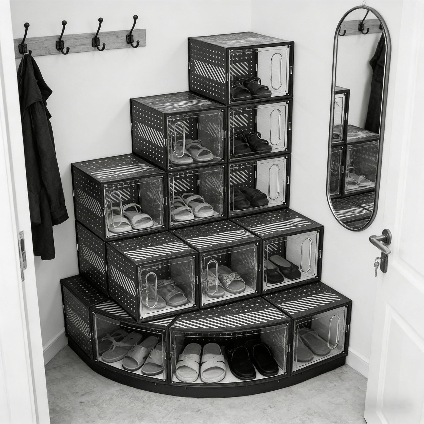 Scatole per Scarpe Impilabili Organizzatore Trasparente e Robusto per Riporre le Scarpe per Armadio Vetrina per da 6 Pezzi per Camera da Letto, Ingresso ABS PP Dimensioni 13,2x9,8x7,3 Pollici