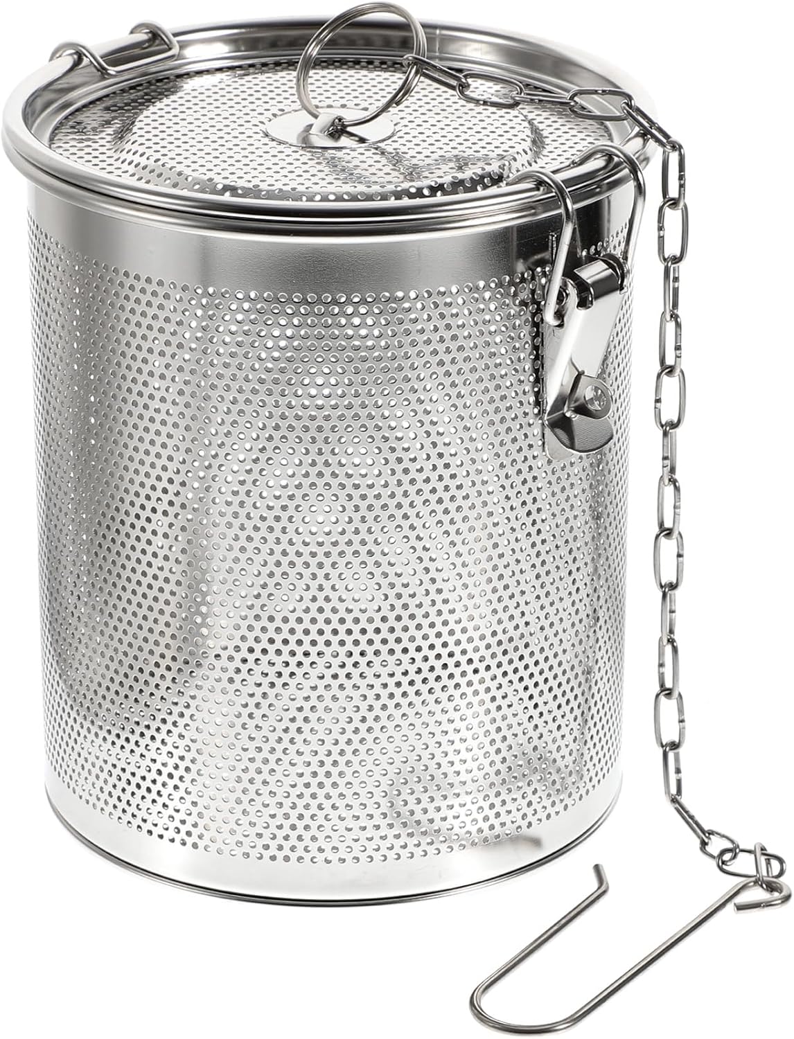 Hemoton Stainless Steel Seasoning Soup Basket 6.29X5.51X5.51 Inch Fine Mesh Spice Strainer with Hanging Chain for Cooking Broths Stews and Herbal Infusions Dishwasher Safe