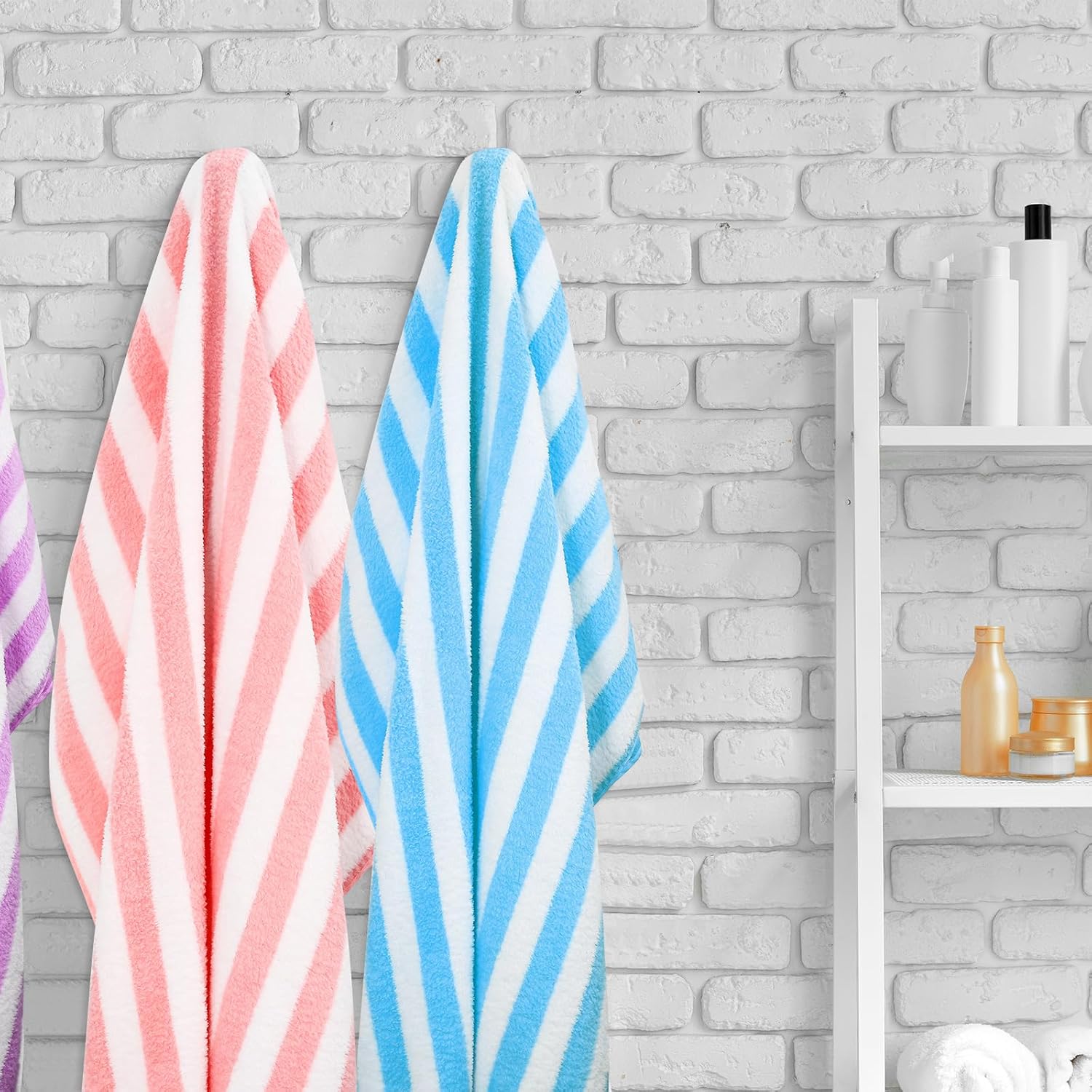 Preboun 24 Pcs Striped Beach Towels Bulk Oversized Pool Quick to Dry Bath Striped Towel for Hotel, Spa Hot Tub, Bath and Swim Summer, 28 x 60 Inches (Multicolored)