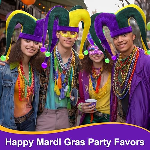Miniatura 6 de Camlinbo Mardi Gras Hats Jumbo Balls Necklace Jester Hat Necklaces Clown Hat Beads Necklace Party Favor Costume Accessories