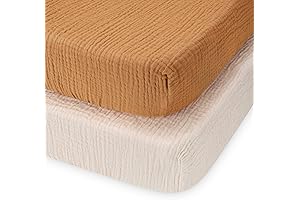 Blissful Diary Muslin Mini Crib Sheets, Luxuriously Soft and Breathable Fitted Pack...