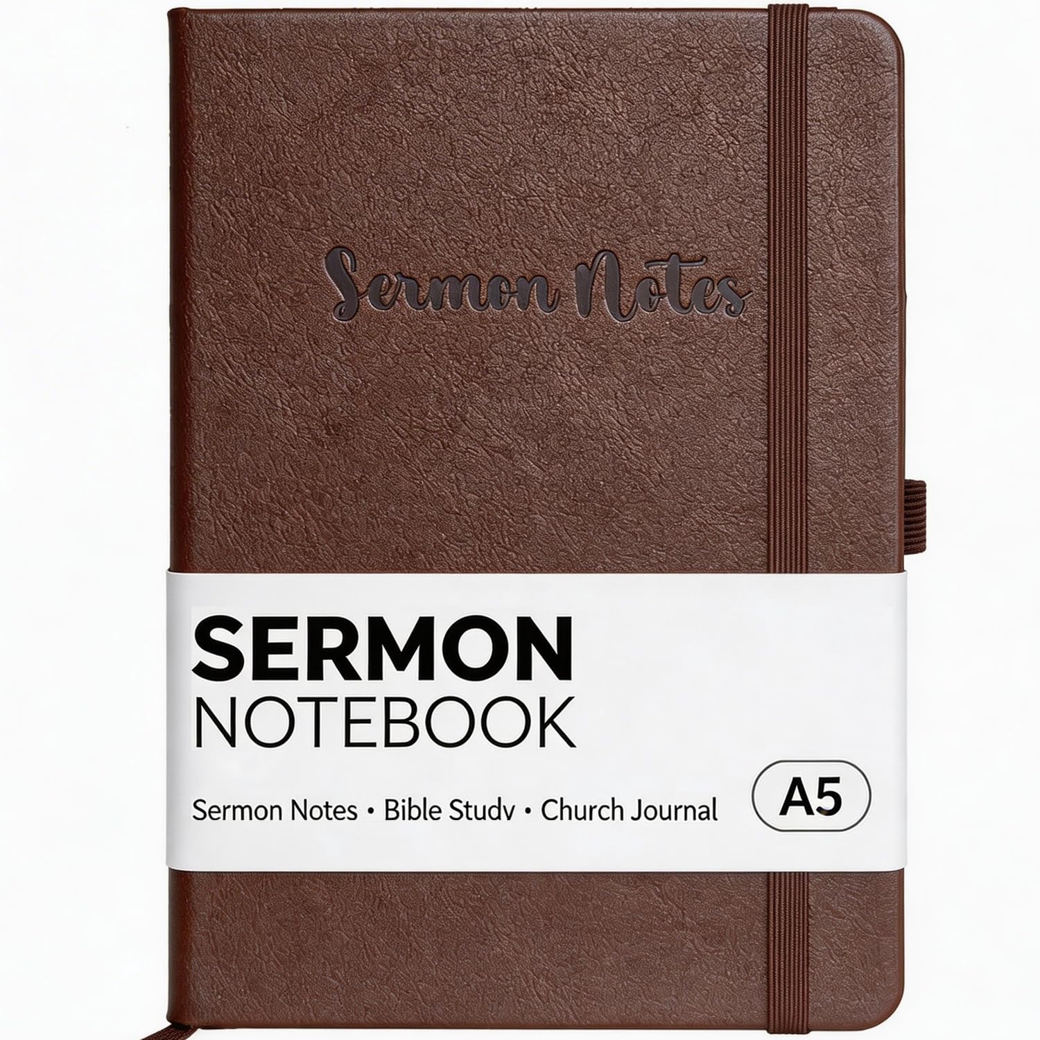 GiftNest Cuaderno de notas de sermón, diario de notas de iglesia y cuaderno de estudio bíblico para cristianos, diario de sermón de tapa dura con lazo para bolígrafo, 200 páginas para Escrituras y