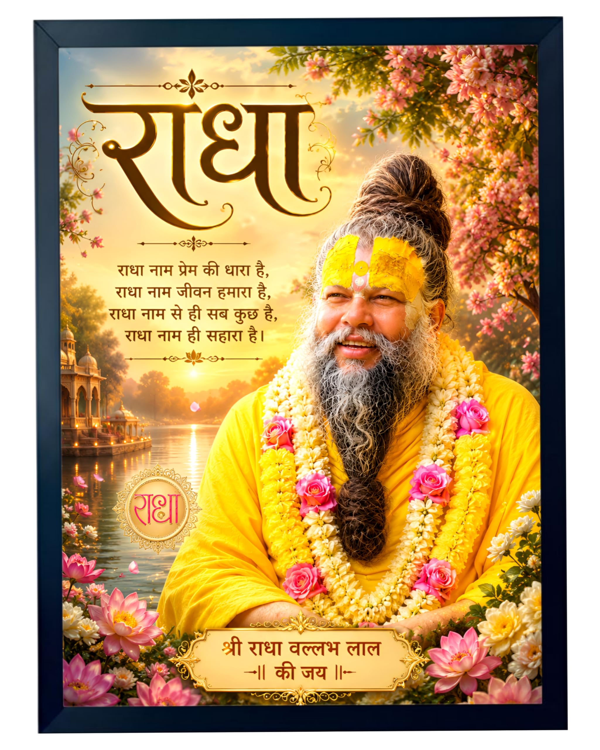 ARTFUL TOY BOX – Premanand Ji Maharaj Photo Frame Wall Hanging | Radha Naam Bhakti Quote Design | Premium Black Fiber Frame | Glossy HD Print | Spiritual Home Temple Decor – 12×18 Inch (30×45 cm) (Design 1)-image-42