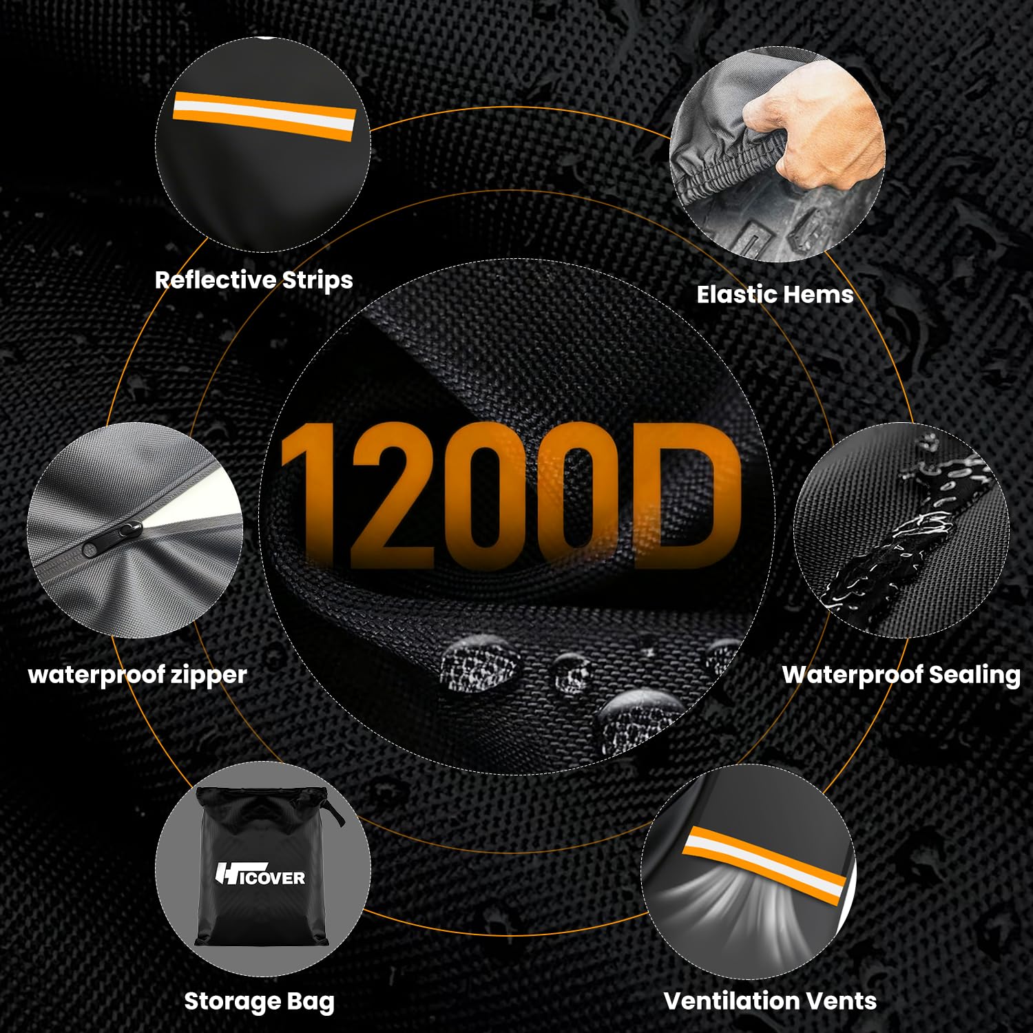 Snow Blower Cover - 1200D Snowblower Covers Heavy Duty Waterproof Zipper Reflective Strips Universal Fit for EGO, Honda, Ryobi, Cub Cadet, Ariens, Troy Bilt, Snow Joe, Toro and PowerSmart - 5