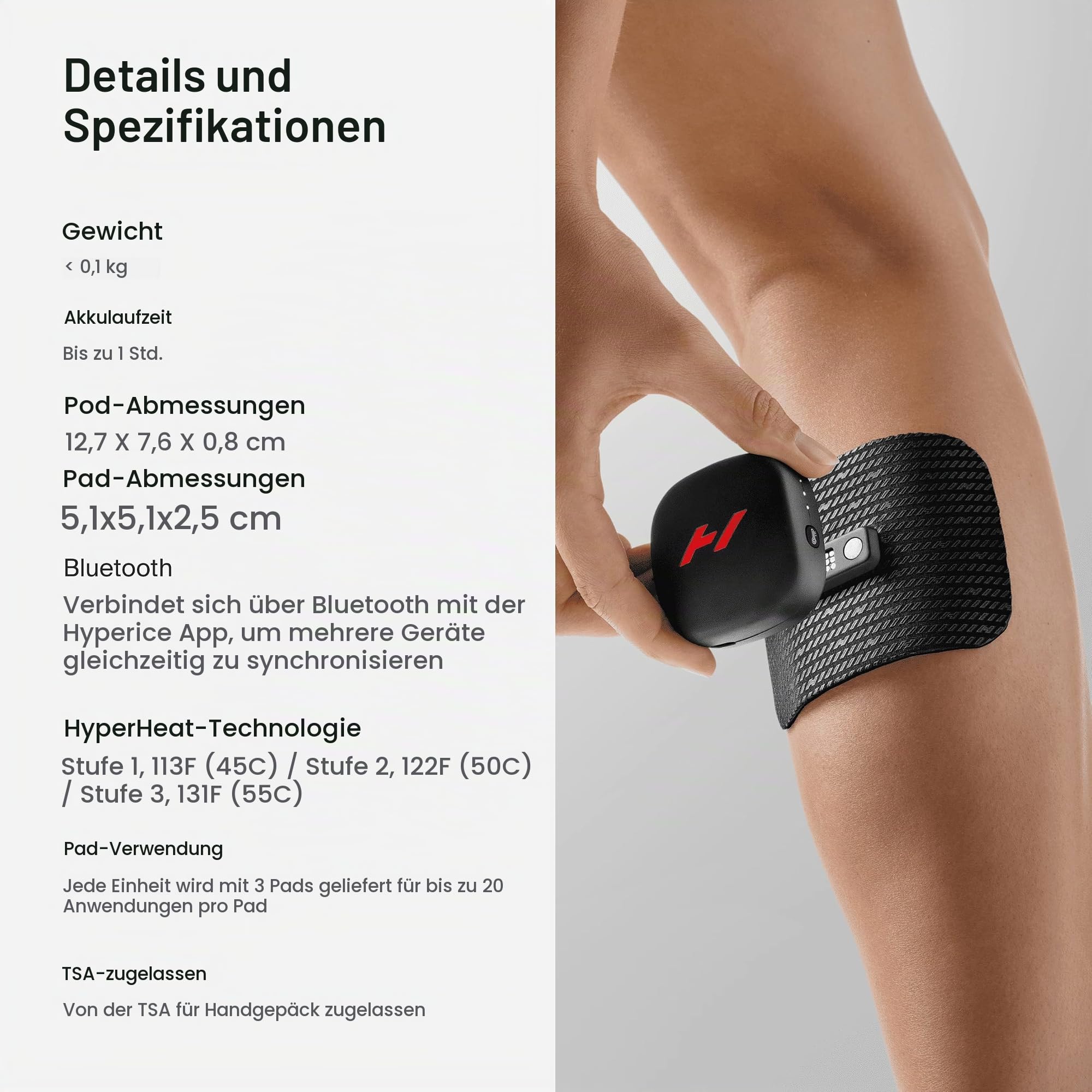 Hyperice Venom Go Kompaktes, tragbares Wärme und Vibrations therapiegerät | Punktuelle Behandlung zur Lockerung und Beruhigung von Muskelkater | Inklusive 3 Pads für bis zu 20 Anwendungen pro Pad