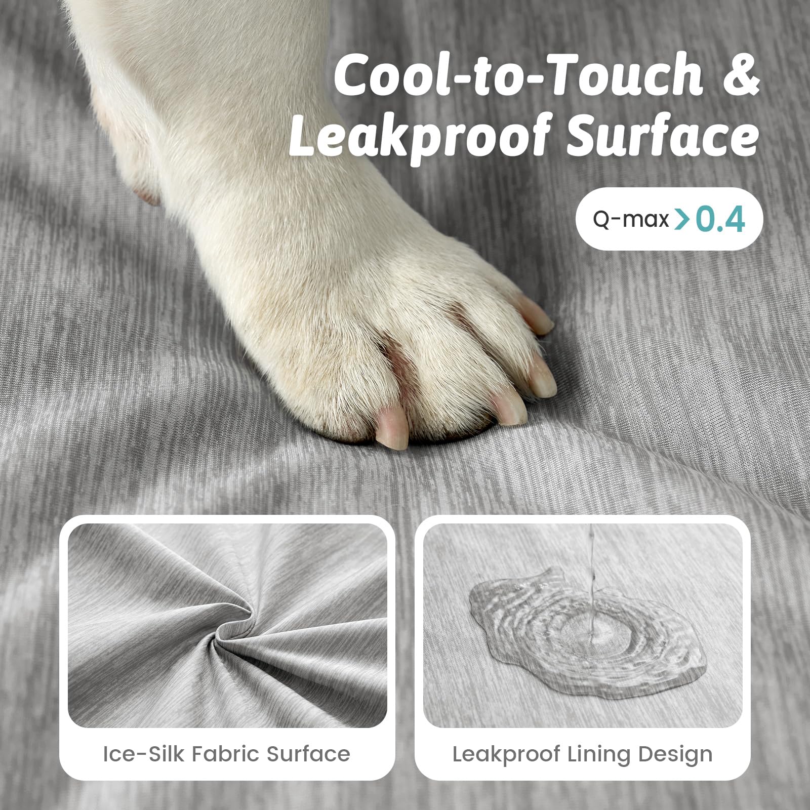 COZY KISS Kühlendes Hundebett Mittelgroße Hunde, Q-MAX>0.4 Orthopädisches Hundekorb mit Seiten, Hundesofa mit Abziehbarer Bezug & wasserdichte Innenlage, Weichhe Hundebetten, Grau, XL(107x76x18 cm)