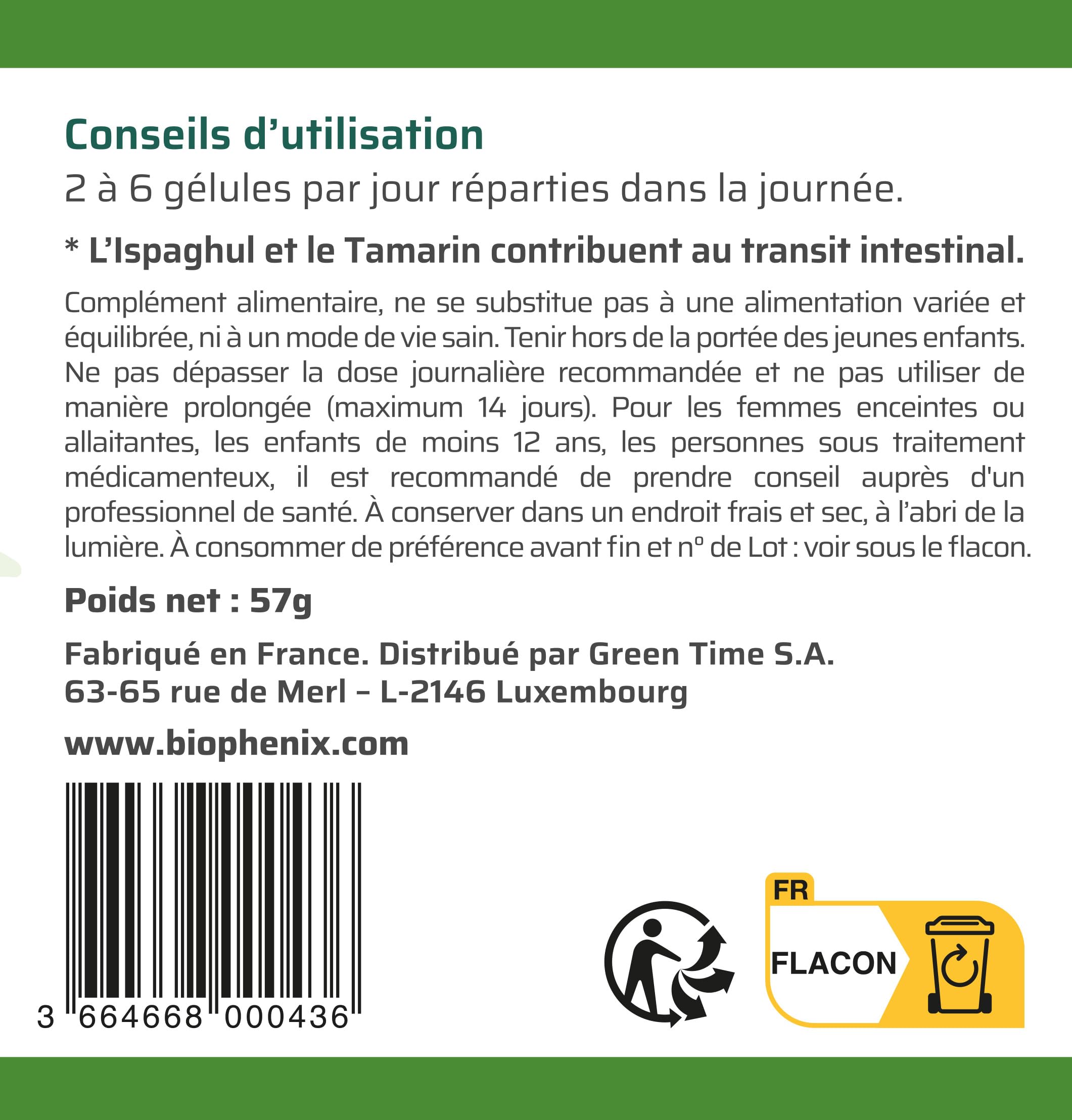 Biophénix Transit 120 Gélules - Complément Alimentaire 100% Naturel à Base de Végétaux - Casse Muette, Enzymes de Papaye Fermentée et Ispaghul - Facilite le Transit